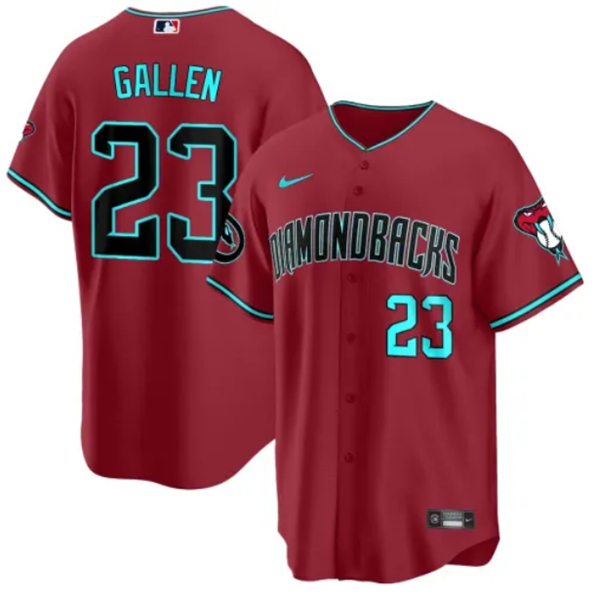 Men's Arizona Diamondbacks #23 Zac Gallen 2023/24 Red Cool Base Stitched Baseball Jersey